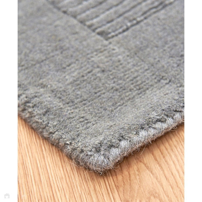 York Modern Plain Textured Subtle Ribbed Stripe Contrast Smooth Border Hand-Woven Wool Grey Rug-Asiatic Carpets-Rug Love - The Most Loved Rug Store