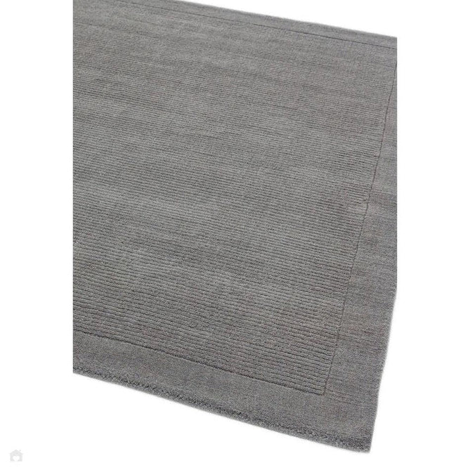 York Modern Plain Textured Subtle Ribbed Stripe Contrast Smooth Border Hand-Woven Wool Grey Rug-Asiatic Carpets-Rug Love - The Most Loved Rug Store