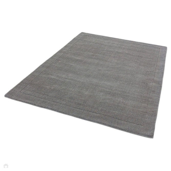 York Modern Plain Textured Subtle Ribbed Stripe Contrast Smooth Border Hand-Woven Wool Grey Rug-Asiatic Carpets-Rug Love - The Most Loved Rug Store