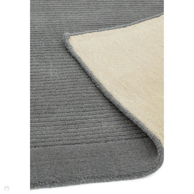 York Modern Plain Textured Subtle Ribbed Stripe Contrast Smooth Border Hand-Woven Wool Grey Rug-Asiatic Carpets-Rug Love - The Most Loved Rug Store