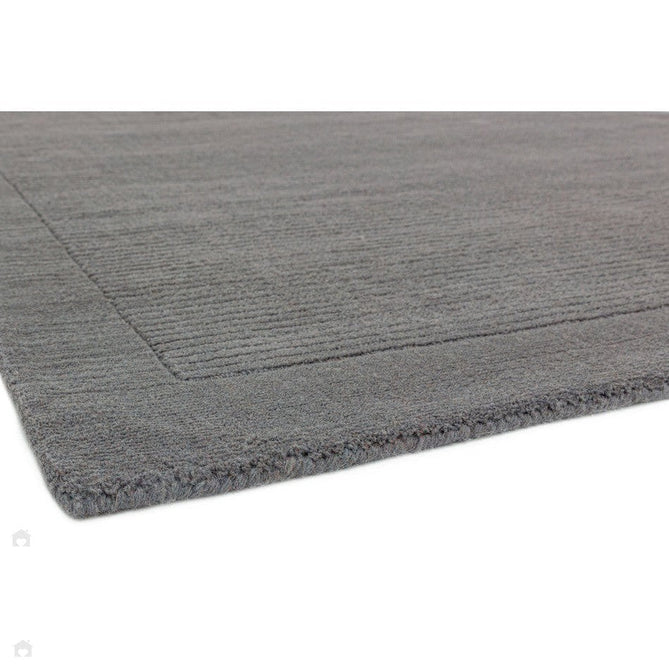 York Modern Plain Textured Subtle Ribbed Stripe Contrast Smooth Border Hand-Woven Wool Grey Rug-Asiatic Carpets-Rug Love - The Most Loved Rug Store