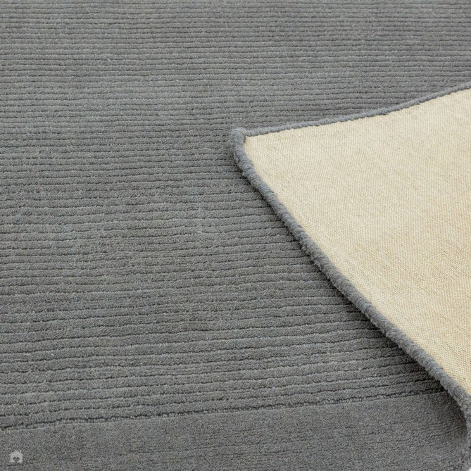 York Modern Plain Textured Subtle Ribbed Stripe Contrast Smooth Border Hand-Woven Wool Grey Rug-Asiatic Carpets-Rug Love - The Most Loved Rug Store