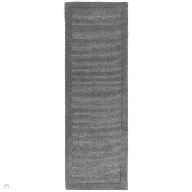 York Modern Plain Textured Subtle Ribbed Stripe Contrast Smooth Border Hand-Woven Wool Grey Rug-Asiatic Carpets-Rug Love - The Most Loved Rug Store