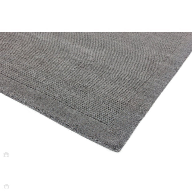 York Modern Plain Textured Subtle Ribbed Stripe Contrast Smooth Border Hand-Woven Wool Grey Rug-Asiatic Carpets-Rug Love - The Most Loved Rug Store