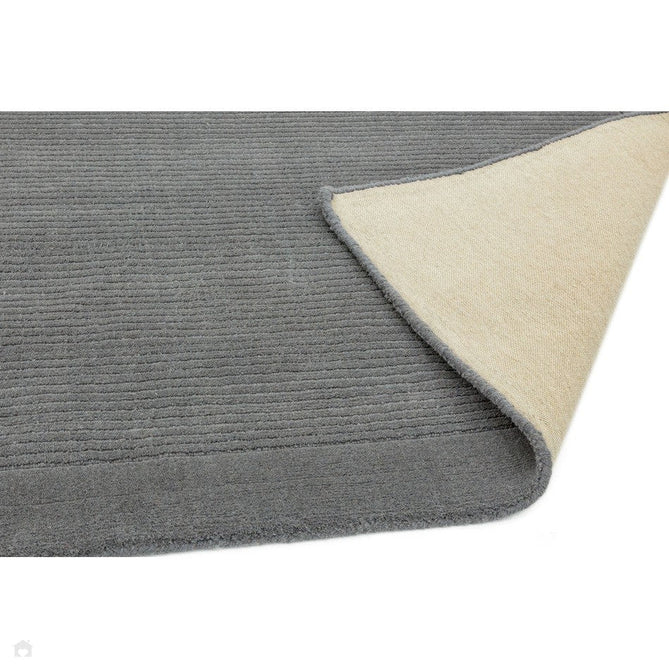 York Modern Plain Textured Subtle Ribbed Stripe Contrast Smooth Border Hand-Woven Wool Grey Rug-Asiatic Carpets-Rug Love - The Most Loved Rug Store