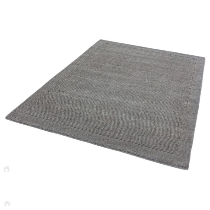 York Modern Plain Textured Subtle Ribbed Stripe Contrast Smooth Border Hand-Woven Wool Grey Rug-Asiatic Carpets-Rug Love - The Most Loved Rug Store