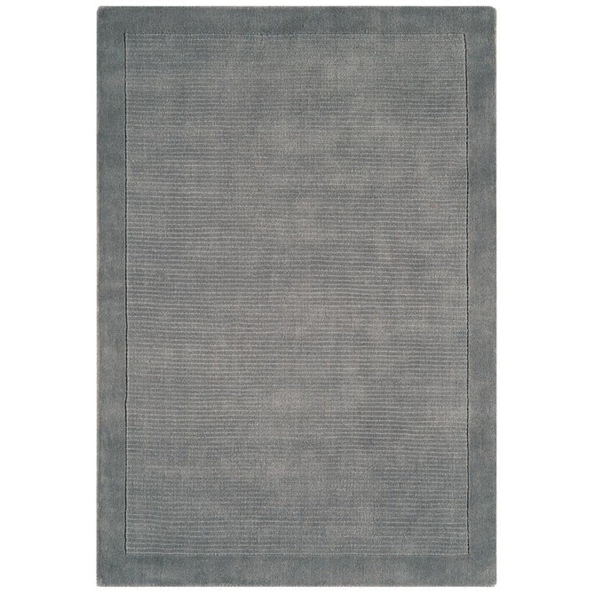 York Modern Plain Textured Subtle Ribbed Stripe Contrast Smooth Border Hand-Woven Wool Grey Rug-Asiatic Carpets-Rug Love - The Most Loved Rug Store