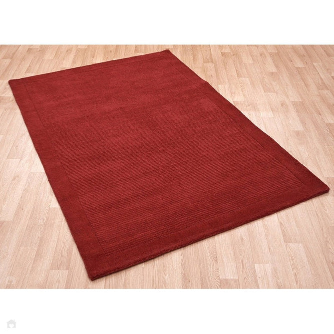 York Modern Plain Textured Subtle Ribbed Stripe Contrast Smooth Border Hand-Woven Wool Poppy Rug-Asiatic Carpets-Rug Love - The Most Loved Rug Store