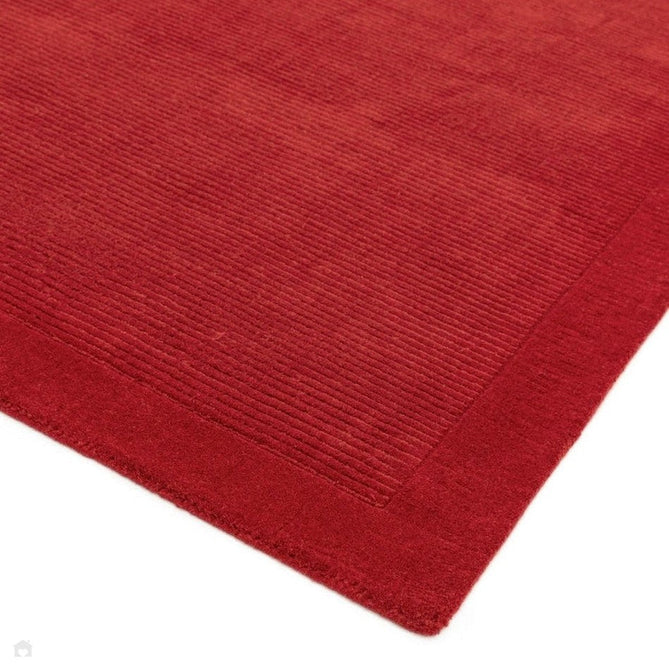 York Modern Plain Textured Subtle Ribbed Stripe Contrast Smooth Border Hand-Woven Wool Poppy Rug-Asiatic Carpets-Rug Love - The Most Loved Rug Store