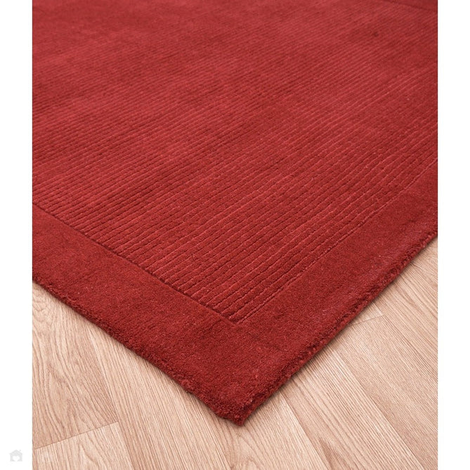 York Modern Plain Textured Subtle Ribbed Stripe Contrast Smooth Border Hand-Woven Wool Poppy Rug-Asiatic Carpets-Rug Love - The Most Loved Rug Store