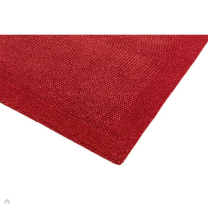 York Modern Plain Textured Subtle Ribbed Stripe Contrast Smooth Border Hand-Woven Wool Poppy Rug-Asiatic Carpets-Rug Love - The Most Loved Rug Store