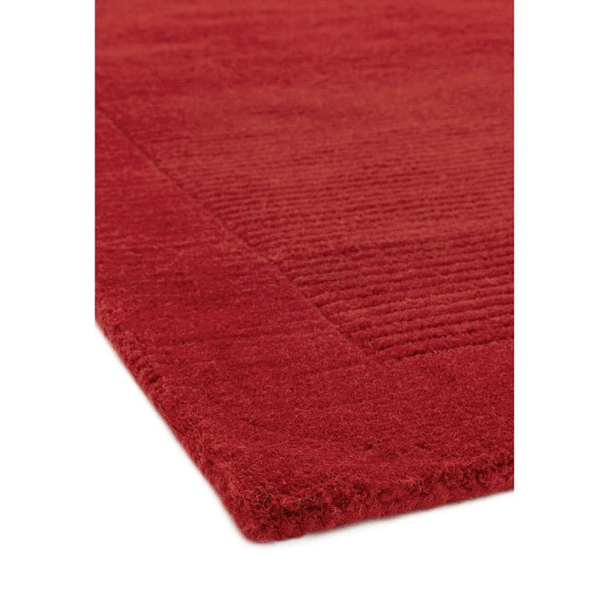 York Modern Plain Textured Subtle Ribbed Stripe Contrast Smooth Border Hand-Woven Wool Poppy Rug-Asiatic Carpets-Rug Love - The Most Loved Rug Store