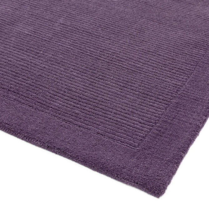 York Modern Plain Textured Subtle Ribbed Stripe Contrast Smooth Border Hand-Woven Wool Purple Rug-Asiatic Carpets-Rug Love - The Most Loved Rug Store