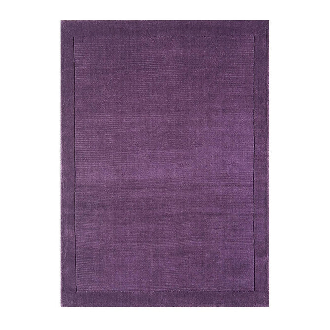 York Modern Plain Textured Subtle Ribbed Stripe Contrast Smooth Border Hand-Woven Wool Purple Rug-Asiatic Carpets-Rug Love - The Most Loved Rug Store