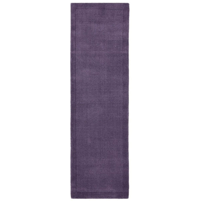 York Modern Plain Textured Subtle Ribbed Stripe Contrast Smooth Border Hand-Woven Wool Purple Rug-Asiatic Carpets-Rug Love - The Most Loved Rug Store