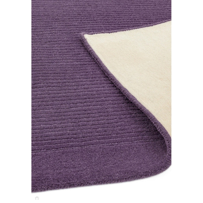 York Modern Plain Textured Subtle Ribbed Stripe Contrast Smooth Border Hand-Woven Wool Purple Rug-Asiatic Carpets-Rug Love - The Most Loved Rug Store