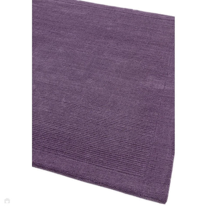 York Modern Plain Textured Subtle Ribbed Stripe Contrast Smooth Border Hand-Woven Wool Purple Rug-Asiatic Carpets-Rug Love - The Most Loved Rug Store