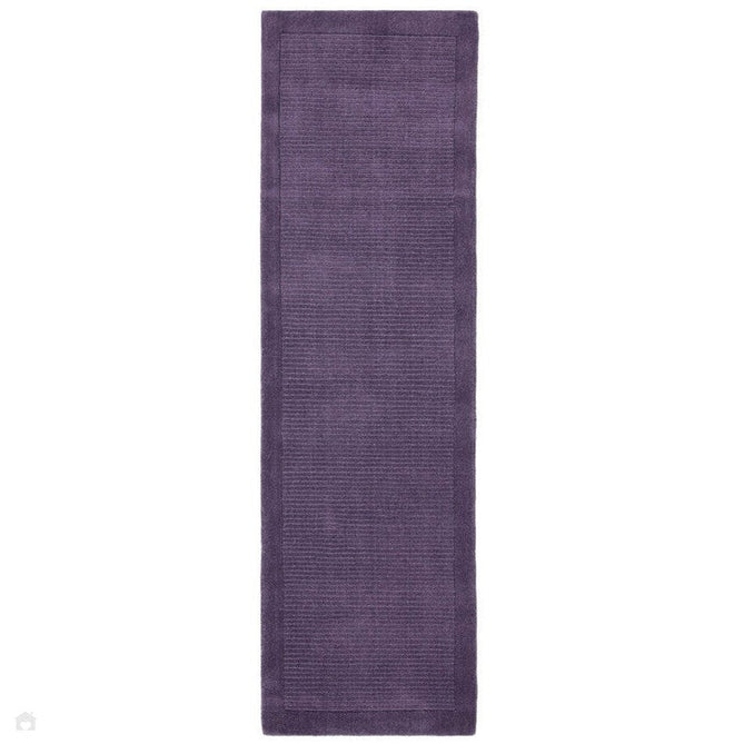 York Modern Plain Textured Subtle Ribbed Stripe Contrast Smooth Border Hand-Woven Wool Purple Rug-Asiatic Carpets-Rug Love - The Most Loved Rug Store