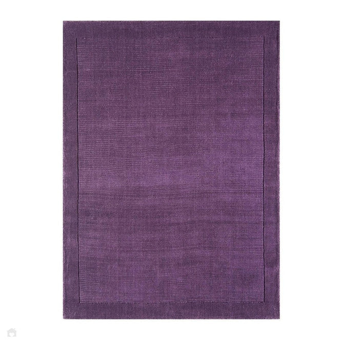 York Modern Plain Textured Subtle Ribbed Stripe Contrast Smooth Border Hand-Woven Wool Purple Rug-Asiatic Carpets-Rug Love - The Most Loved Rug Store