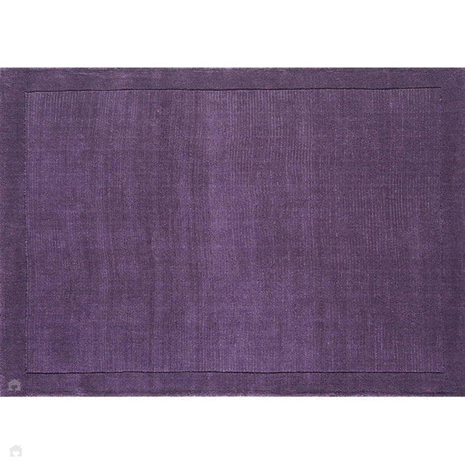 York Modern Plain Textured Subtle Ribbed Stripe Contrast Smooth Border Hand-Woven Wool Purple Rug-Asiatic Carpets-Rug Love - The Most Loved Rug Store