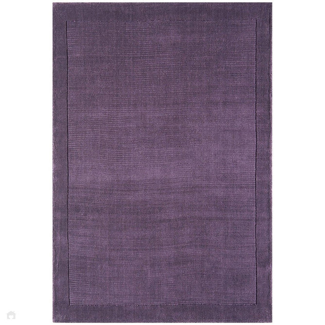 York Modern Plain Textured Subtle Ribbed Stripe Contrast Smooth Border Hand-Woven Wool Purple Rug-Asiatic Carpets-Rug Love - The Most Loved Rug Store