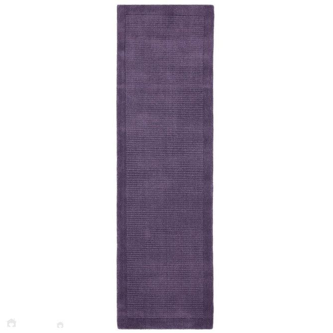 York Modern Plain Textured Subtle Ribbed Stripe Contrast Smooth Border Hand-Woven Wool Purple Rug-Asiatic Carpets-Rug Love - The Most Loved Rug Store