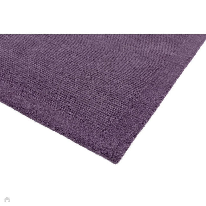 York Modern Plain Textured Subtle Ribbed Stripe Contrast Smooth Border Hand-Woven Wool Purple Rug-Asiatic Carpets-Rug Love - The Most Loved Rug Store