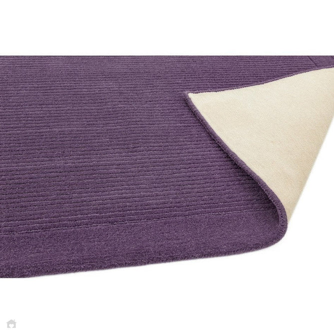 York Modern Plain Textured Subtle Ribbed Stripe Contrast Smooth Border Hand-Woven Wool Purple Rug-Asiatic Carpets-Rug Love - The Most Loved Rug Store