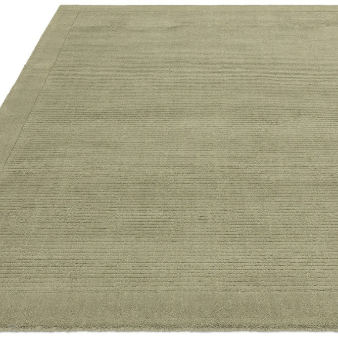 York Modern Plain Textured Subtle Ribbed Stripe Contrast Smooth Border Hand-Woven Wool Sage Green Rug-Asiatic Carpets-Rug Love - The Most Loved Rug Store