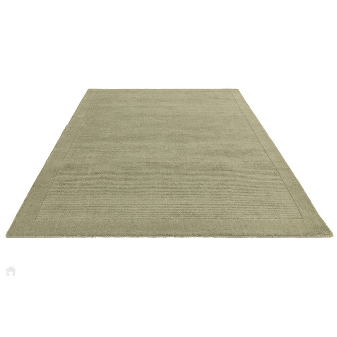 York Modern Plain Textured Subtle Ribbed Stripe Contrast Smooth Border Hand-Woven Wool Sage Green Rug-Asiatic Carpets-Rug Love - The Most Loved Rug Store