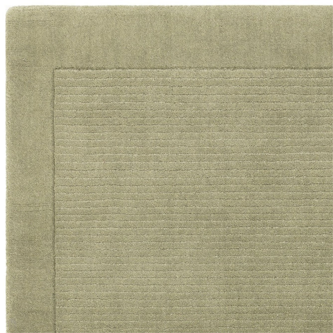 York Modern Plain Textured Subtle Ribbed Stripe Contrast Smooth Border Hand-Woven Wool Sage Green Rug-Asiatic Carpets-Rug Love - The Most Loved Rug Store