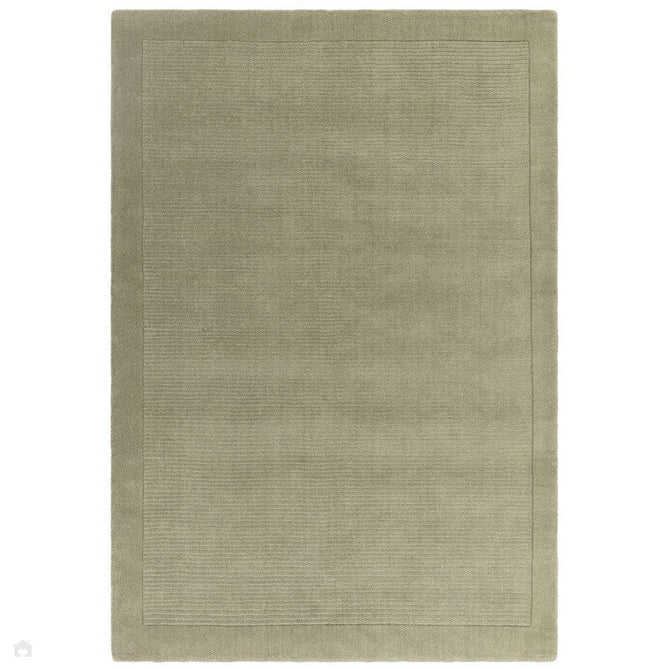 York Modern Plain Textured Subtle Ribbed Stripe Contrast Smooth Border Hand-Woven Wool Sage Green Rug-Asiatic Carpets-Rug Love - The Most Loved Rug Store