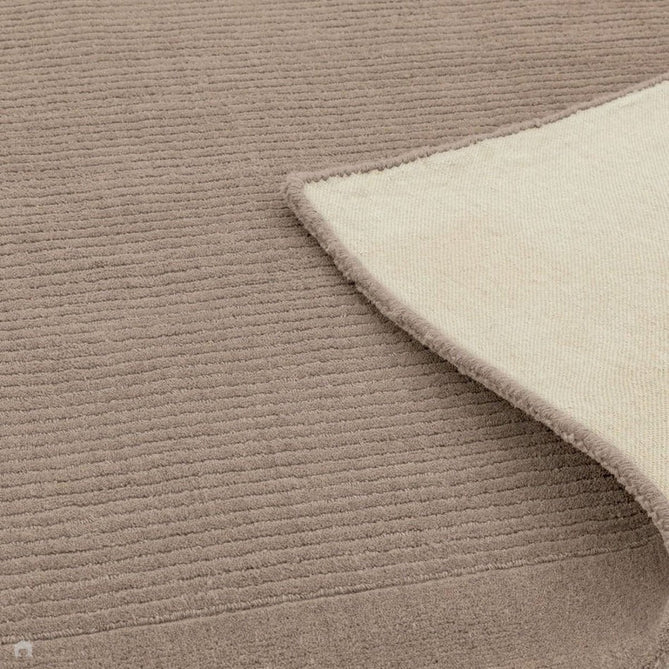 York Modern Plain Textured Subtle Ribbed Stripe Contrast Smooth Border Hand-Woven Wool Taupe Rug-Asiatic Carpets-Rug Love - The Most Loved Rug Store