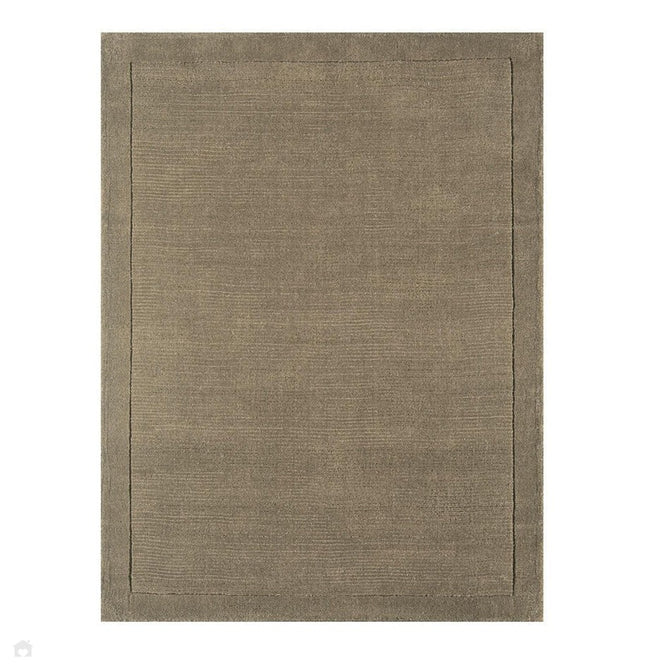 York Modern Plain Textured Subtle Ribbed Stripe Contrast Smooth Border Hand-Woven Wool Taupe Rug-Asiatic Carpets-Rug Love - The Most Loved Rug Store