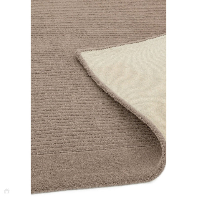 York Modern Plain Textured Subtle Ribbed Stripe Contrast Smooth Border Hand-Woven Wool Taupe Rug-Asiatic Carpets-Rug Love - The Most Loved Rug Store