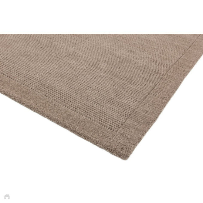 York Modern Plain Textured Subtle Ribbed Stripe Contrast Smooth Border Hand-Woven Wool Taupe Rug-Asiatic Carpets-Rug Love - The Most Loved Rug Store