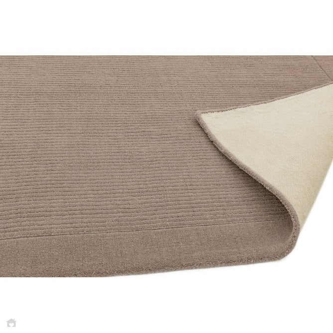 York Modern Plain Textured Subtle Ribbed Stripe Contrast Smooth Border Hand-Woven Wool Taupe Rug-Asiatic Carpets-Rug Love - The Most Loved Rug Store