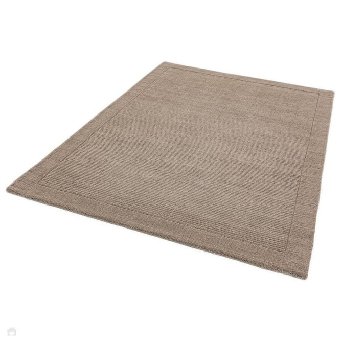 York Modern Plain Textured Subtle Ribbed Stripe Contrast Smooth Border Hand-Woven Wool Taupe Rug-Asiatic Carpets-Rug Love - The Most Loved Rug Store