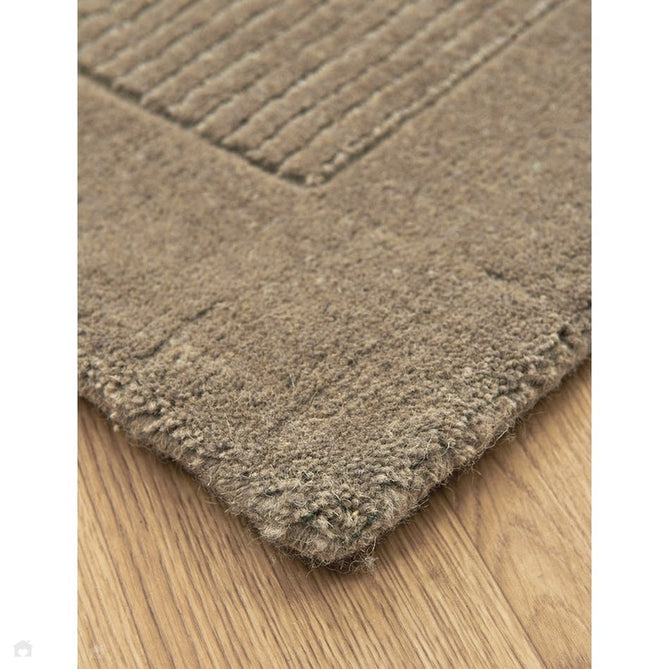 York Modern Plain Textured Subtle Ribbed Stripe Contrast Smooth Border Hand-Woven Wool Taupe Rug-Asiatic Carpets-Rug Love - The Most Loved Rug Store