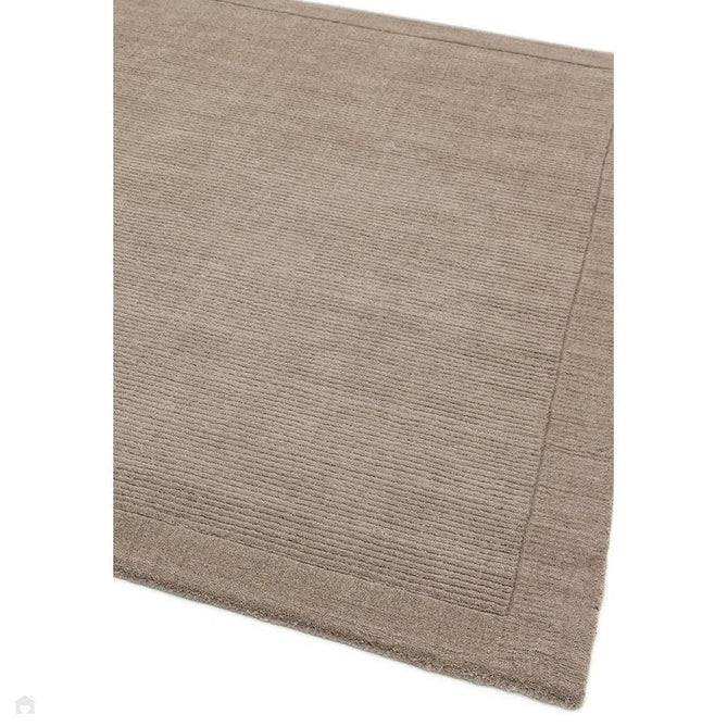 York Modern Plain Textured Subtle Ribbed Stripe Contrast Smooth Border Hand-Woven Wool Taupe Rug-Asiatic Carpets-Rug Love - The Most Loved Rug Store