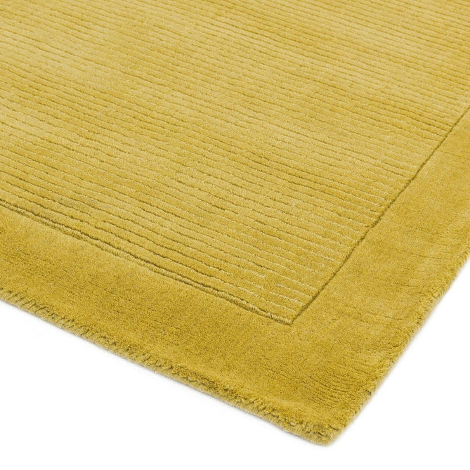 York Modern Plain Textured Subtle Ribbed Stripe Contrast Smooth Border Hand-Woven Wool Yellow Runner-Asiatic Carpets-Rug Love - The Most Loved Rug Store