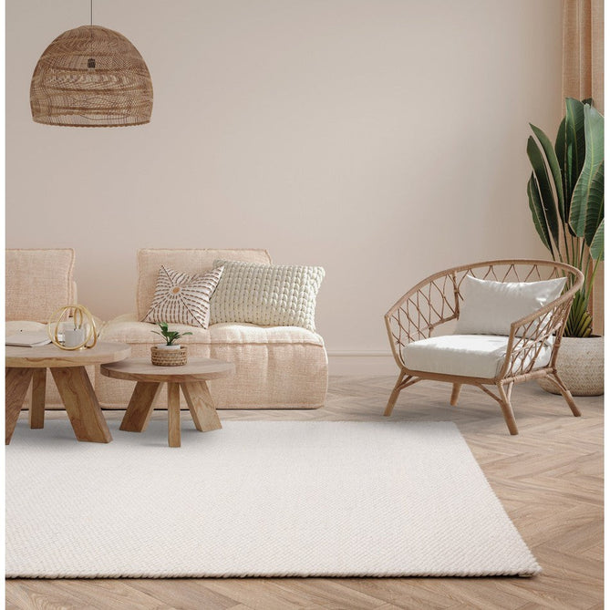 Zander Modern Plain Hand-Woven Heavy-Weight Chunky Textured Weave Space-Dyed Wool Mix Flatweave Ivory Rug-Asiatic Carpets-Rug Love - The Most Loved Rug Store