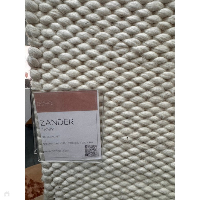 Zander Modern Plain Hand-Woven Heavy-Weight Chunky Textured Weave Space-Dyed Wool Mix Flatweave Ivory Rug-Asiatic Carpets-Rug Love - The Most Loved Rug Store