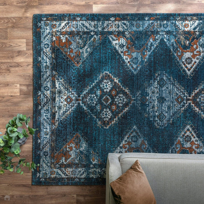 Zola Kian Traditional Persian Hi-Low Textured Teal Green/Blue/Cream/Brown Rug-Asiatic Carpets-Rug Love - The Most Loved Rug Store