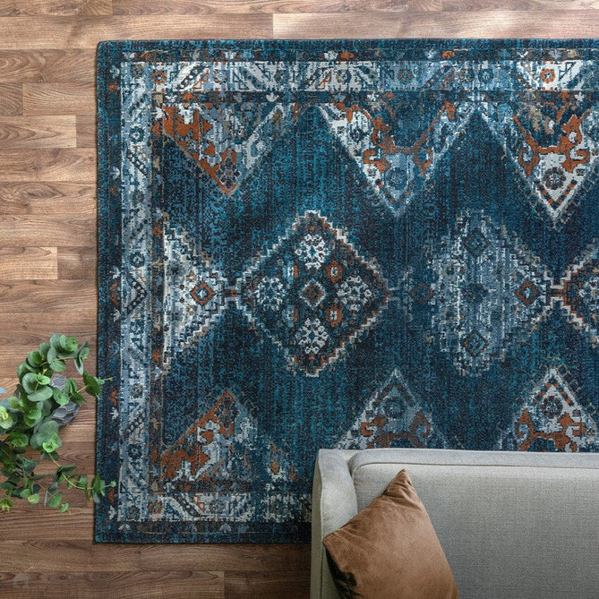 Zola Kian Traditional Persian Hi-Low Textured Teal Green/Blue/Cream/Brown Rug-Asiatic Carpets-Rug Love - The Most Loved Rug Store