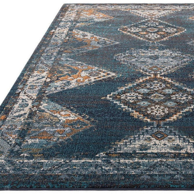 Zola Kian Traditional Persian Hi-Low Textured Teal Green/Blue/Cream/Brown Rug-Asiatic Carpets-Rug Love - The Most Loved Rug Store