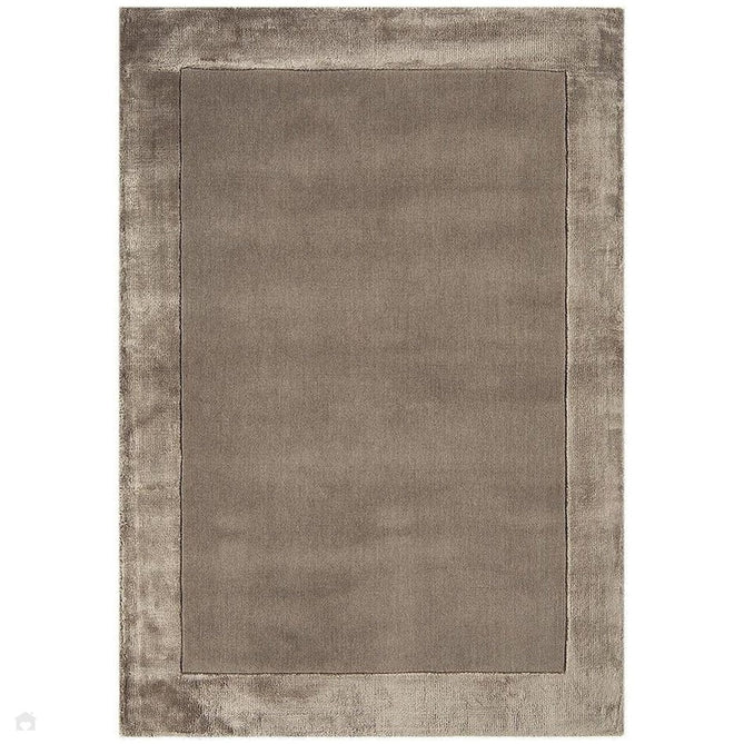 Ascot Modern Plain Hand-Woven Wool Centred Loop Pile Metallic Shimmer Wide Viscose Border Taupe Rug-Asiatic Carpets-Rug Love - The Most Loved Rug Store