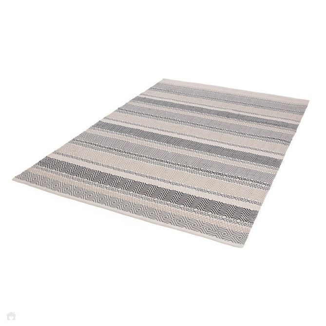 Boardwalk Modern Striped Hand-Woven Durable Stain-Resistant Weatherproof Flatweave In-Outdoor Charcoal/Grey/Taupe/Cream/Multicolour Rug-Asiatic Carpets-Rug Love - The Most Loved Rug Store