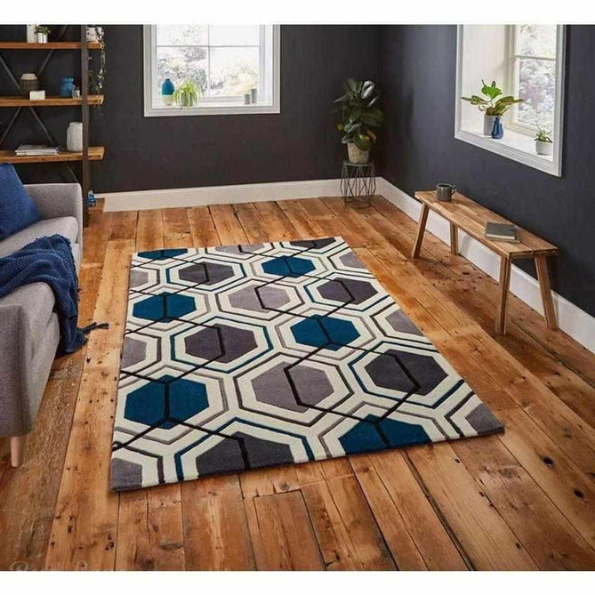 Hong Kong 7526 Grey/Navy Rug-Think Rugs-Rug Love - The Most Loved Rug Store