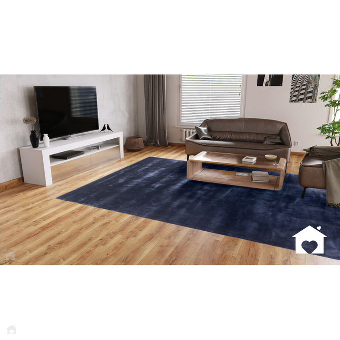 Katherine Carnaby Chrome Modern Designer Plain High-Density Heavyweight Hand-Woven Silky Smooth Shimmer Viscose Ink Blue Rug-Asiatic Carpets-Rug Love - The Most Loved Rug Store